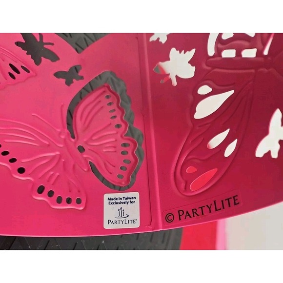 Partylite Pink Metal Butterfly 3 Wick Candle Sleeve - Picture 5 of 6